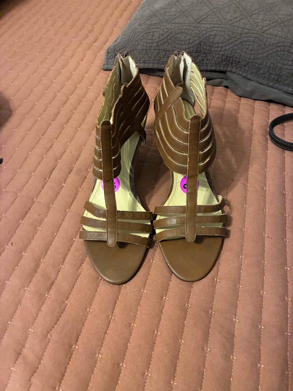 Nine West Brown Strappy Cage Sandals